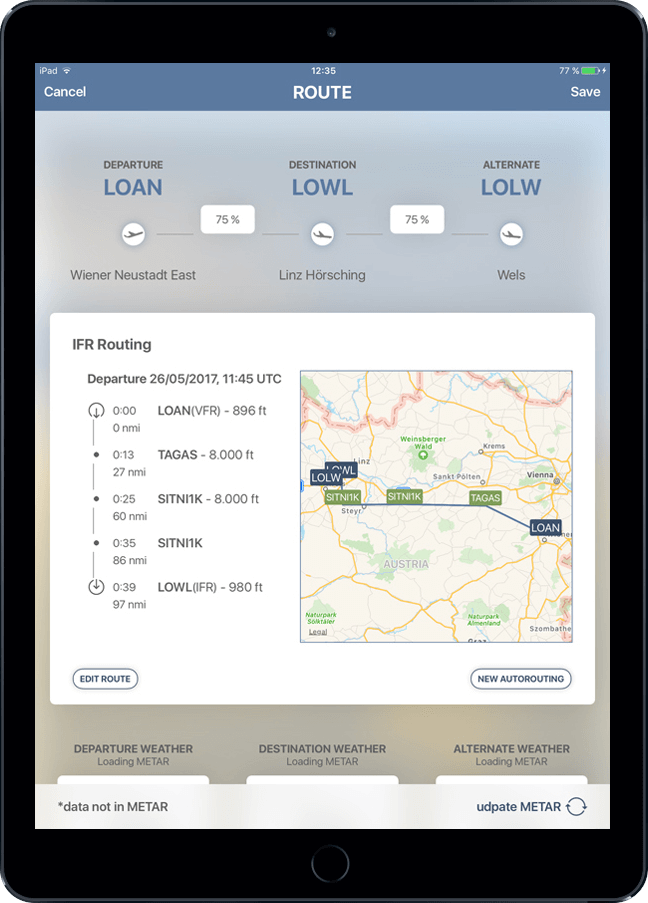 Iduna FLY IFR routing